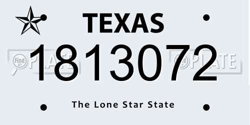 1813072 Texas License Plate