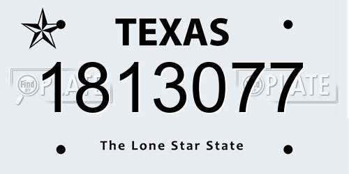 1813077 Texas License Plate