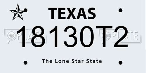 18130T2 Texas License Plate