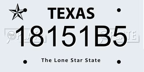 18151B5 Texas License Plate