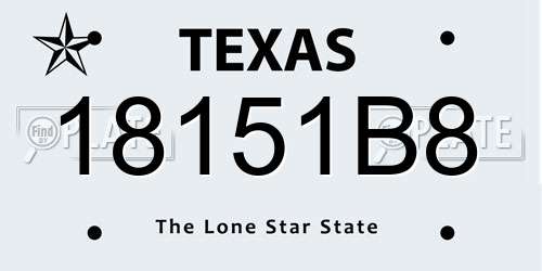 18151B8 Texas License Plate