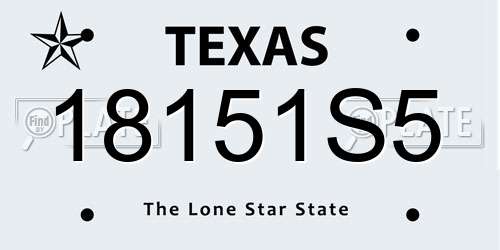 18151S5 Texas License Plate