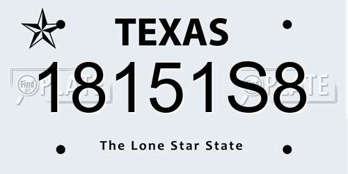 18151S8 Texas License Plate