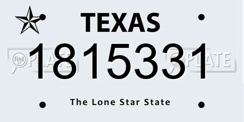 1815331 Texas License Plate