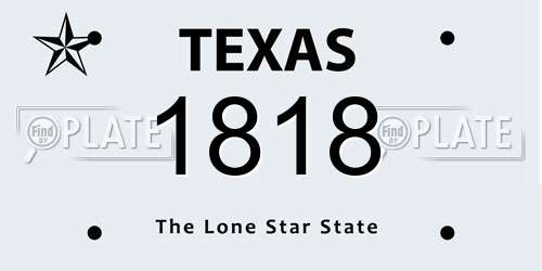 1818 Texas License Plate