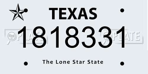 1818331 Texas License Plate