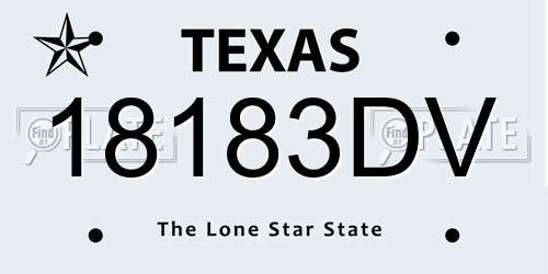 18183DV Texas License Plate