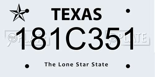181C351 Texas License Plate