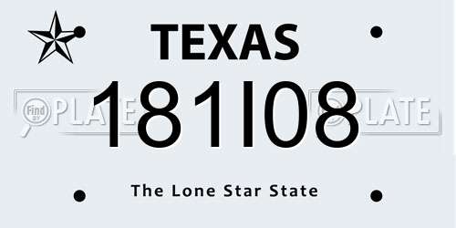 181I08 Texas License Plate