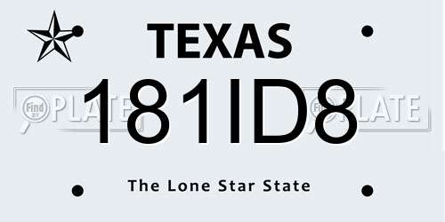 181ID8 Texas License Plate