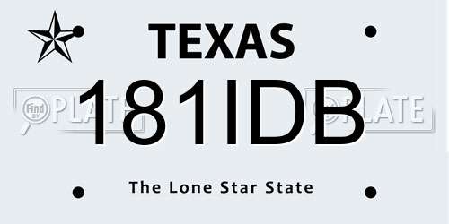 181IDB Texas License Plate