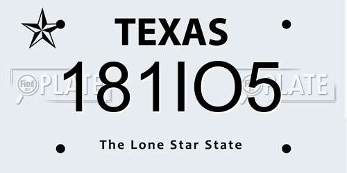 181IO5 Texas License Plate