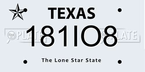 181IO8 Texas License Plate