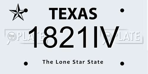1821IV Texas License Plate