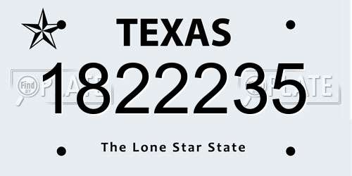 1822235 Texas License Plate