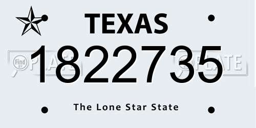 1822735 Texas License Plate