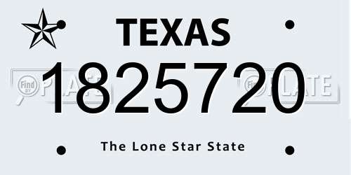 1825720 Texas License Plate