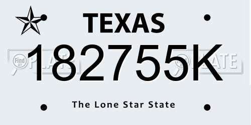 182755K Texas License Plate