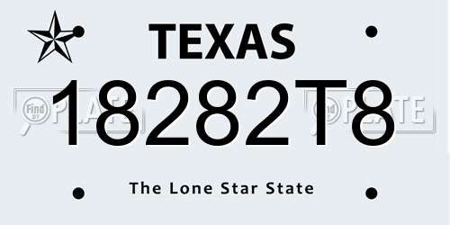 18282T8 Texas License Plate