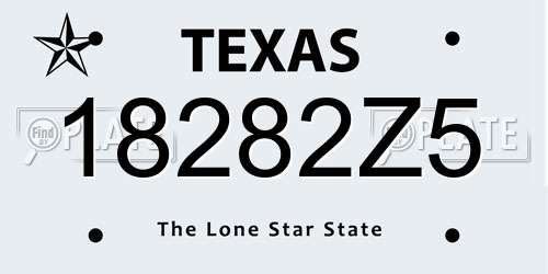 18282Z5 Texas License Plate