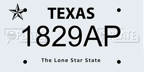 1829AP Texas License Plate