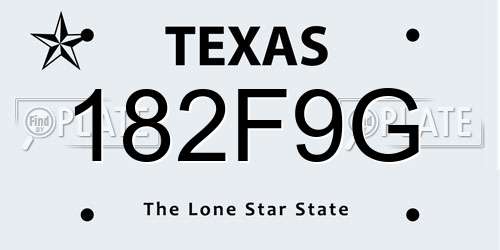 182F9G Texas License Plate