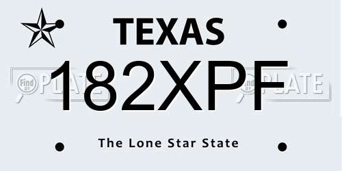 182XPF Texas License Plate