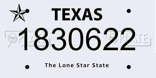 1830622 Texas License Plate