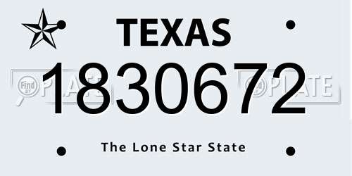 1830672 Texas License Plate