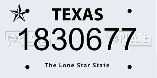 1830677 Texas License Plate