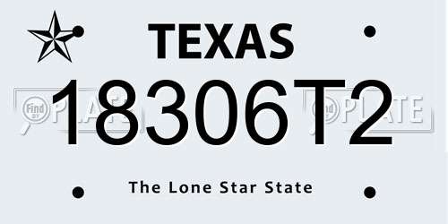 18306T2 Texas License Plate