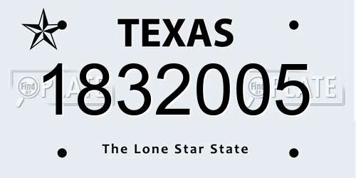 1832005 Texas License Plate