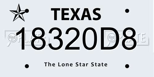 18320D8 Texas License Plate