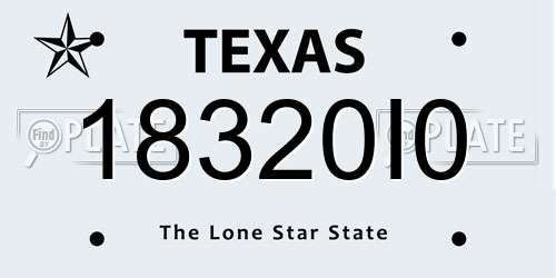 18320I0 Texas License Plate