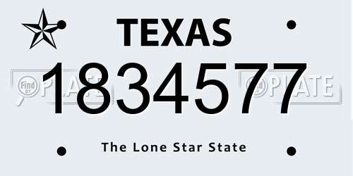 1834577 Texas License Plate