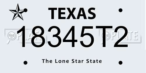 18345T2 Texas License Plate