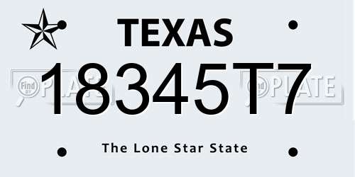 18345T7 Texas License Plate