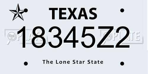 18345Z2 Texas License Plate