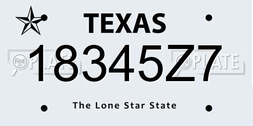 18345Z7 Texas License Plate