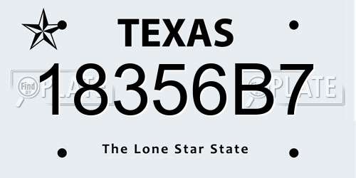 18356B7 Texas License Plate