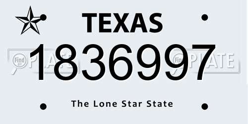 1836997 Texas License Plate