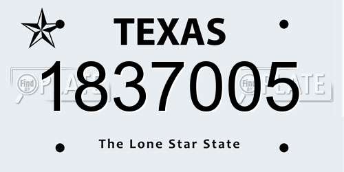 1837005 Texas License Plate