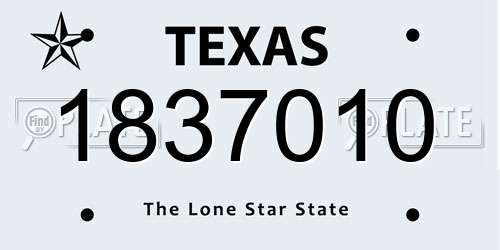 1837010 Texas License Plate