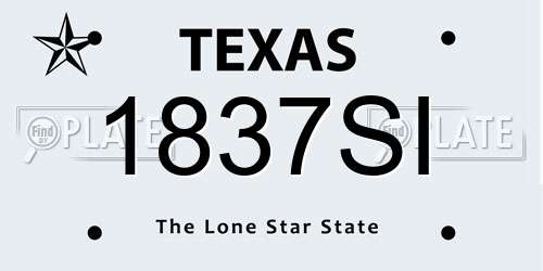1837SI Texas License Plate