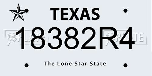 18382R4 Texas License Plate