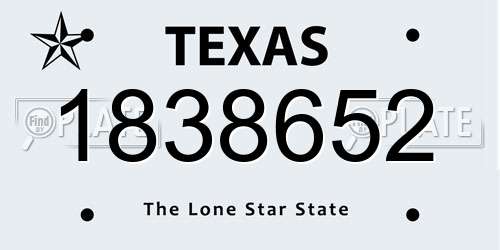 1838652 Texas License Plate