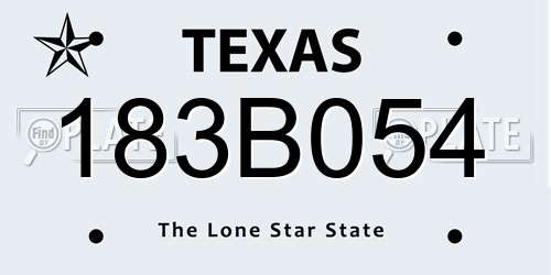183B054 Texas License Plate