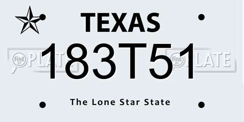 183T51 Texas License Plate