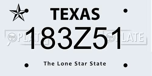 183Z51 Texas License Plate