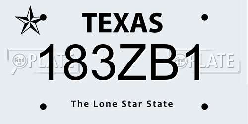 183ZB1 Texas License Plate